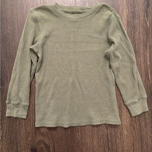 Boys Olive Green Waffled Long Sleeve Shirt